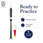 Black ivory practice chanter front view – traditional Scottish bagpipe practice instrument by Glenor Heritage