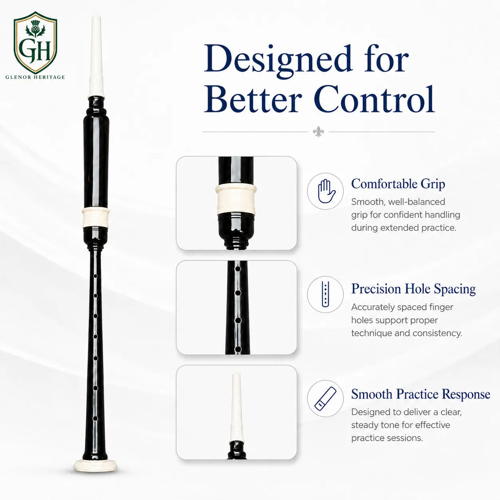 Black Ivory Practice Chanter – Beginner Bagpipe Practice Chanter | Glenor Heritage