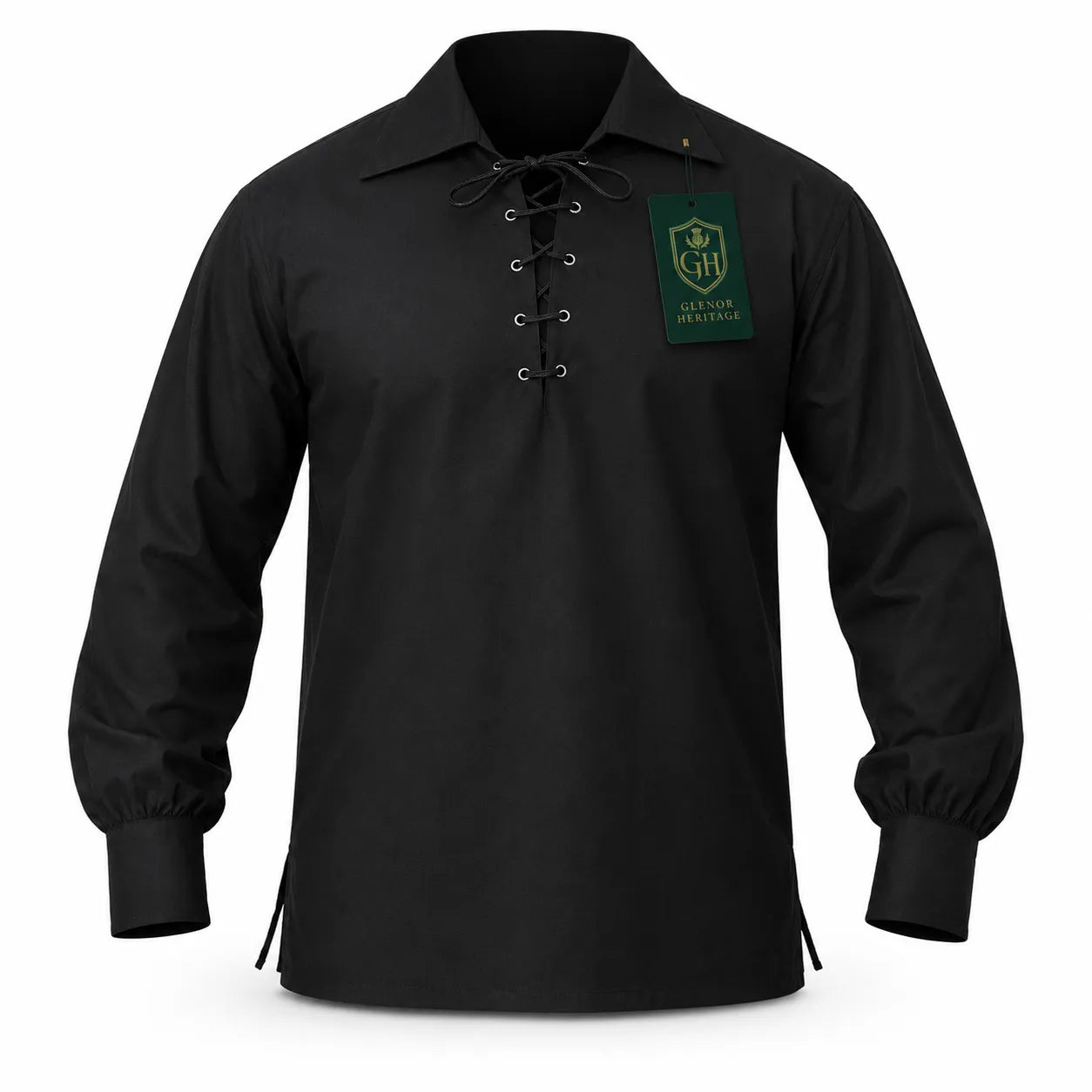 Black Jacobite Ghillie Shirt – Traditional Scottish Highland Wear | Glenor Heritage
