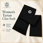 Black sash side drape view – full-size formal Scottish Highland sash for weddings and Burns Night