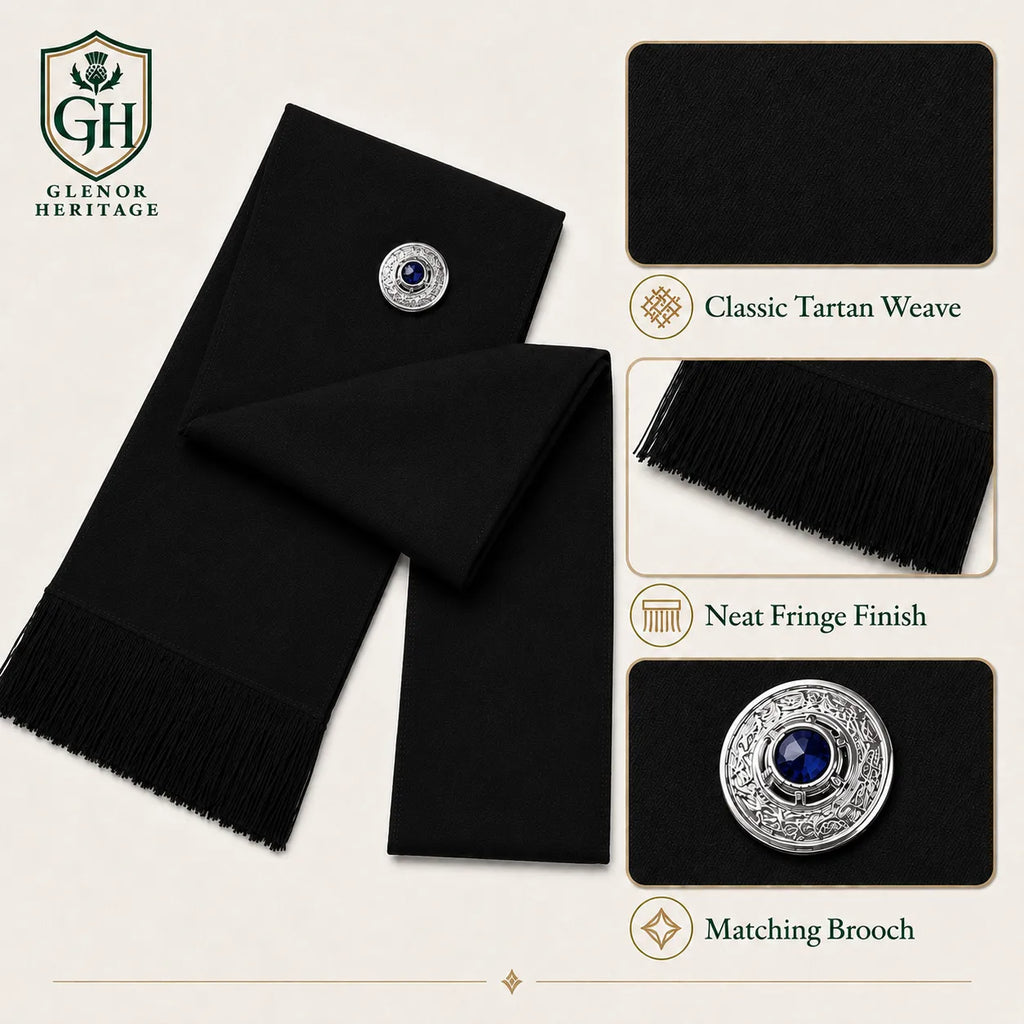 Black Women’s Highland Sash – Full Size Formal Scottish Sash | Glenor Heritage