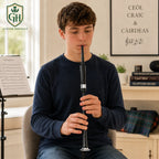 Black Practice Chanter with Silver Mounts & Black Tip | Glenor Heritage