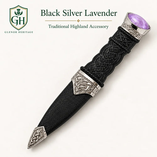 Black & Silver Sgian Dubh with Lavender Gem – Celtic Highland Dress Accessory