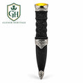 Black & Silver Sgian Dubh with Yellow Gem – Scottish Highland Kilt Accessory
