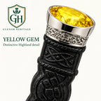 Black & Silver Sgian Dubh with Yellow Gem – Scottish Highland Kilt Accessory