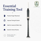 Black practice chanter finger holes close-up – Scottish bagpipe beginner practice instrument
