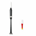 Black silver practice chanter with white tip front view – beginner Highland bagpipe trainer by Glenor Heritage