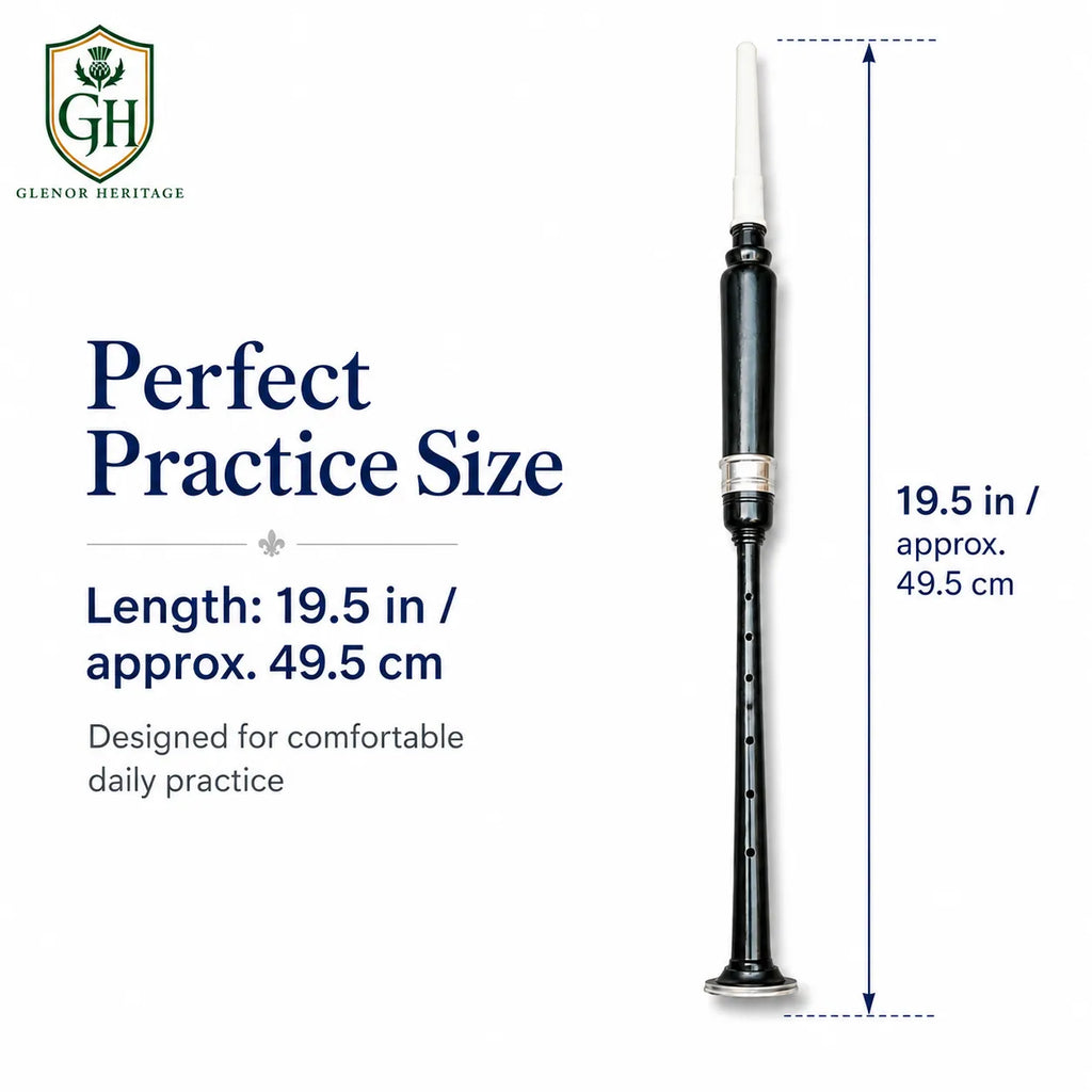 Black silver white tip chanter side profile showing contrast between black body and white tip