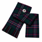 Black Stewart Tartan Sash front view – full-size women's Highland sash in elegant black and grey tartan by Glenor Heritage