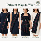 Black Stewart tartan sash draped full length – sophisticated Scottish women's formal Highland dress accessory