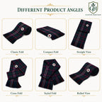 Black Stewart Tartan Sash close-up showing dark tartan pattern and premium fabric quality