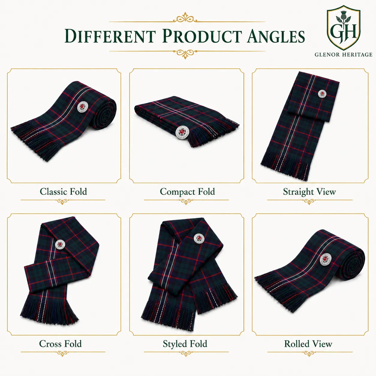 Black Stewart Tartan Sash close-up showing dark tartan pattern and premium fabric quality
