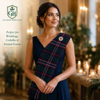 Glenor Heritage Black Stewart Tartan Sash fringe and woven edge detail close-up