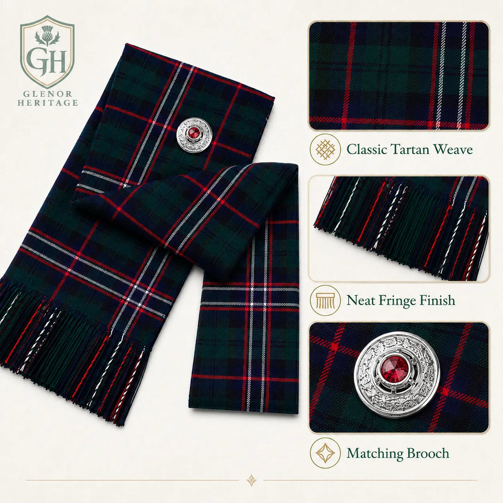 Black Stewart Tartan Sash – Full Size Women’s Highland Sash | Glenor Heritage