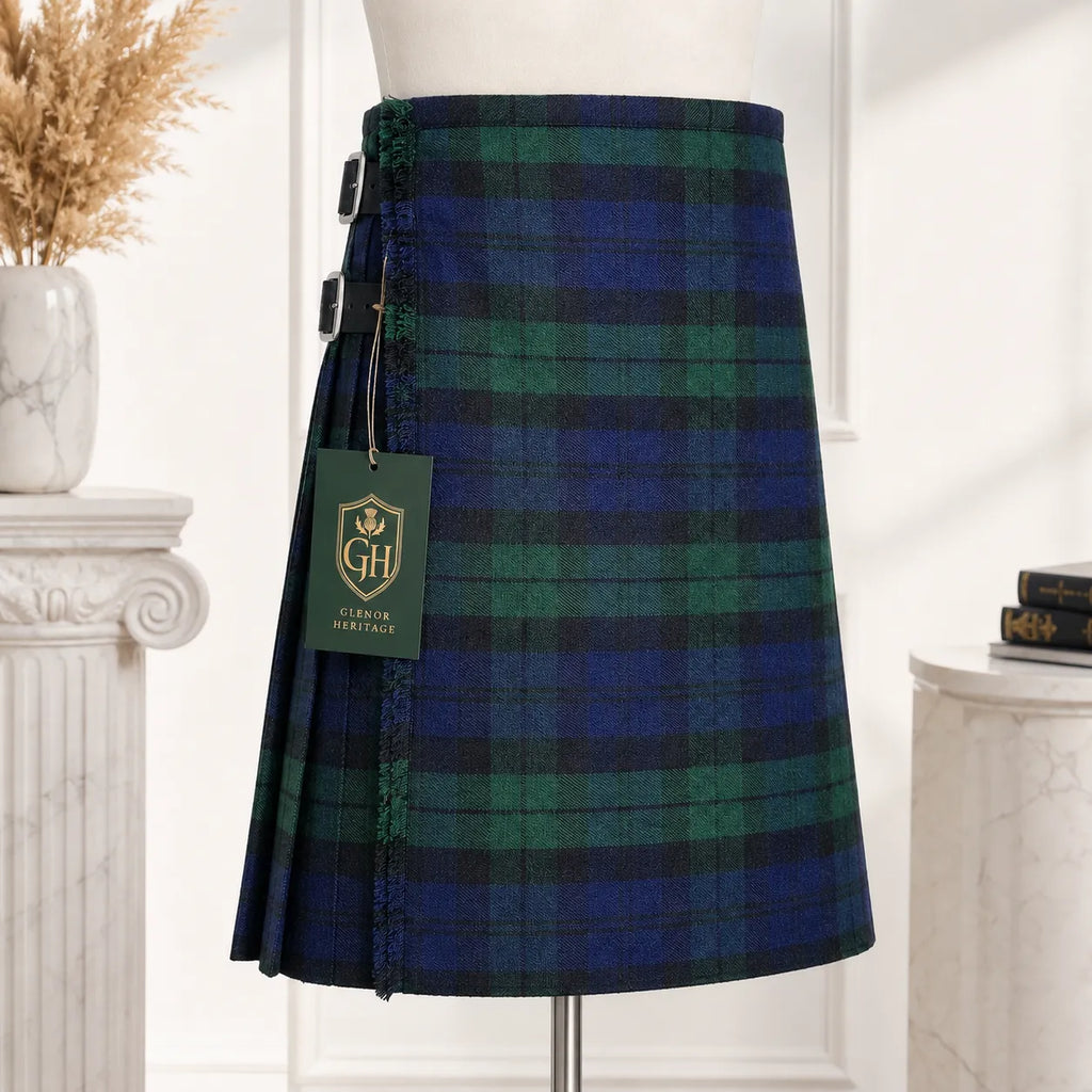 Black Watch tartan kilt full length view – Scottish Highland kilt for weddings and Highland Games