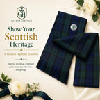 Glenor Heritage Black Watch Tartan Sash fringe and fabric edge detail close-up