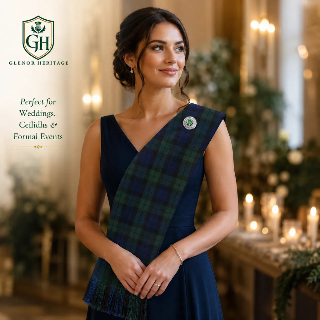 Black Watch Tartan Sash – Full Size Women’s Highland Sash | Glenor Heritage