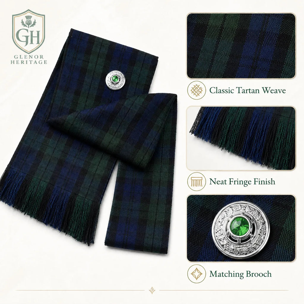 Black Watch Tartan Sash – Full Size Women’s Highland Sash | Glenor Heritage