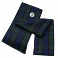 Black Watch Tartan Sash front view – full-size women's Highland sash in deep navy and green plaid by Glenor Heritage
