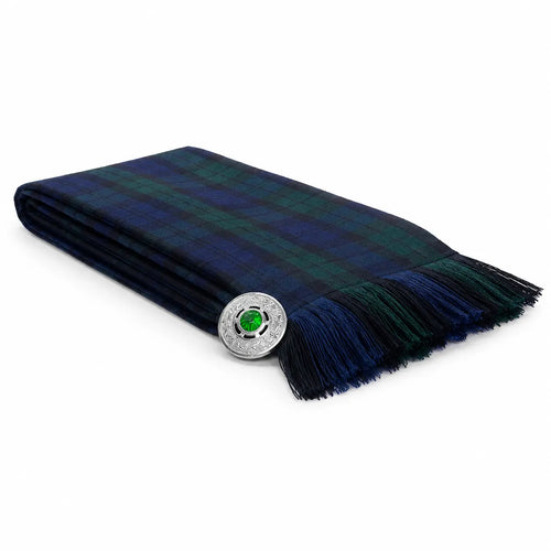 Black Watch tartan sash draped full length – iconic military tartan Scottish women's dress accessory