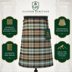 Black Watch Weather tartan kilt full length view – distinctive weathered tartan for Highland Games and Burns Night