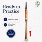 Brown practice chanter finger holes close-up – Highland bagpipe beginner practice instrument