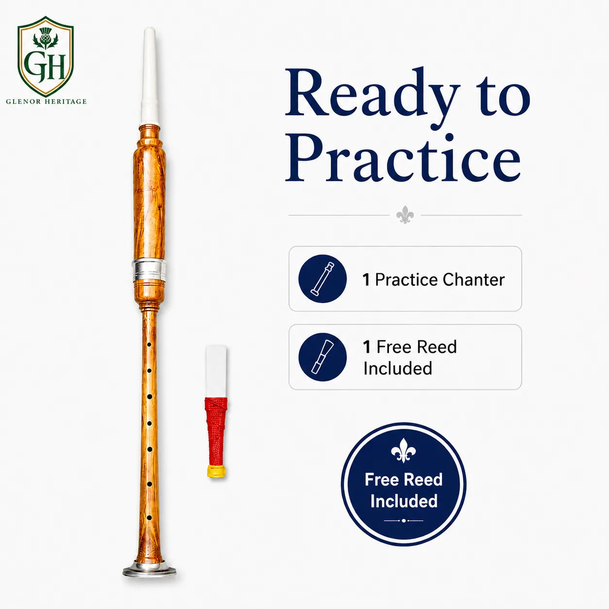 Brown practice chanter finger holes close-up – traditional Highland bagpipe practice instrument