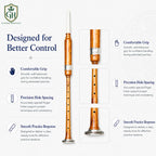 Brown silver chanter side profile showing wood grain silver mounts and white tip design