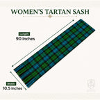 Women's Campbell Ancient tartan sash worn over shoulder – formal Highland dress sash by Glenor Heritage