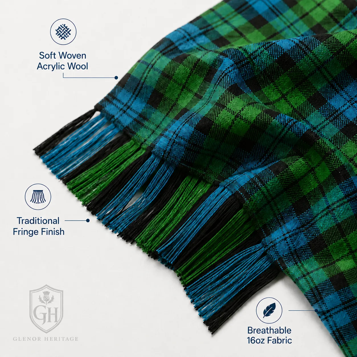 Campbell Ancient Tartan Sash – Full Size Women’s Highland Sash | Glenor Heritage