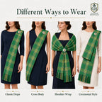 Irish Green tartan sash draped full length – Celtic Highland sash ideal for St Patricks Day and Irish weddings