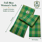 Irish Green Tartan Sash – Full Size Women’s Highland Sash | Glenor Heritage