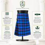 Glenor Heritage Elliot Modern tartan kilt waist strap and metal buckle close-up