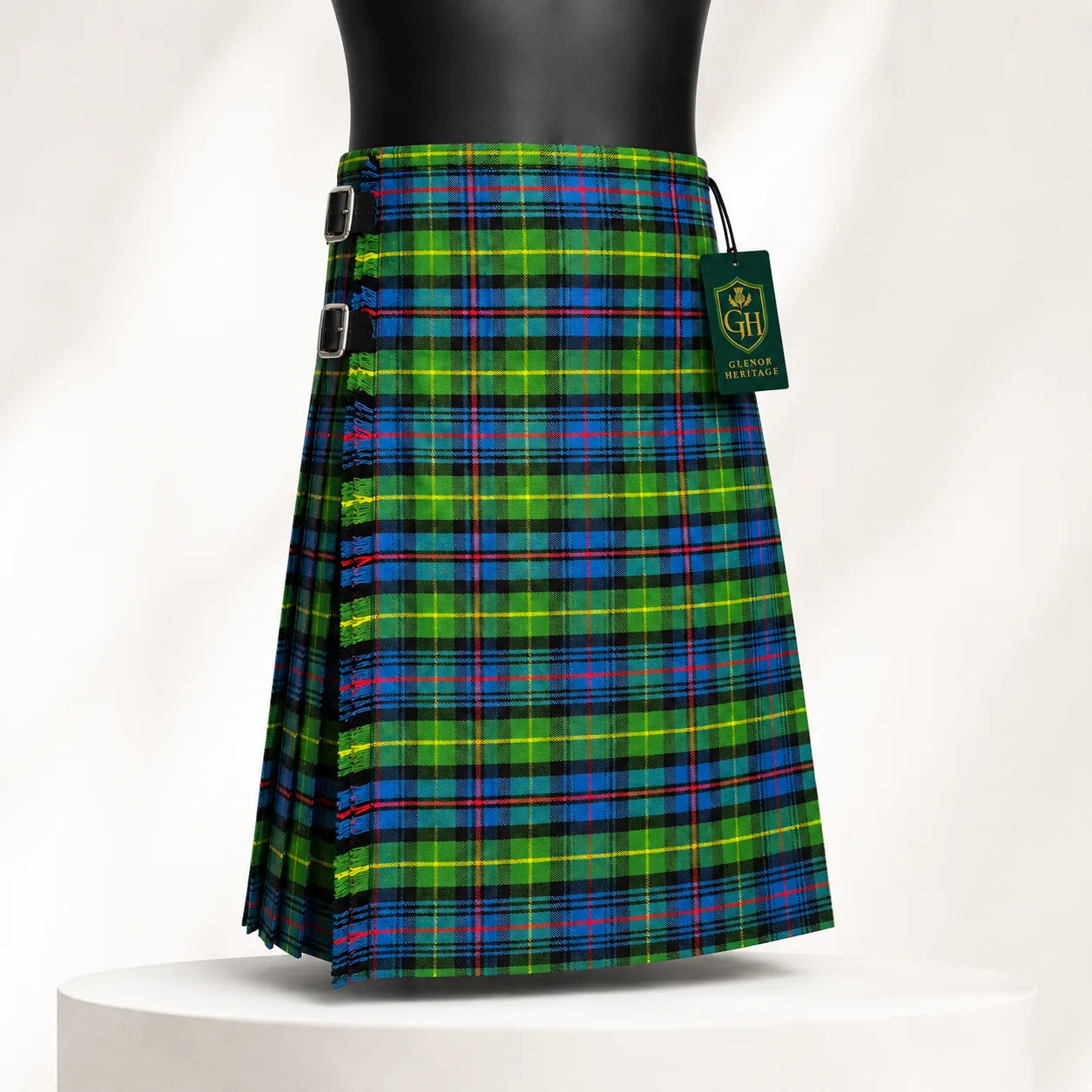 Ferguson Ancient kilt back pleat detail – premium acrylic wool Highland kilt by Glenor Heritage