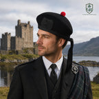 Glenor Heritage plain black wool Glengarry cap size label and interior lining detail