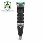 Black & Silver Green Gem Sgian Dubh – Celtic Scottish Highland Accessory