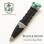 Black & Silver Green Gem Sgian Dubh – Celtic Scottish Highland Accessory