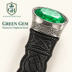 Black & Silver Green Gem Sgian Dubh – Celtic Scottish Highland Accessory