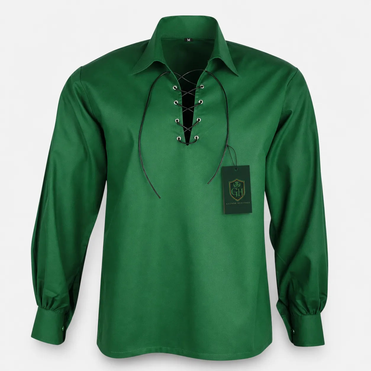 Green Jacobite Lace Up Shirt – Traditional Celtic Highland Wear | Glenor Heritage