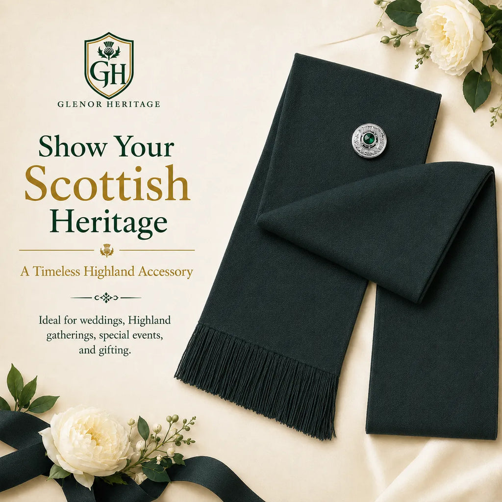 Dark Green Women’s Highland Sash – Full Size Formal Scottish Sash | Glenor Heritage