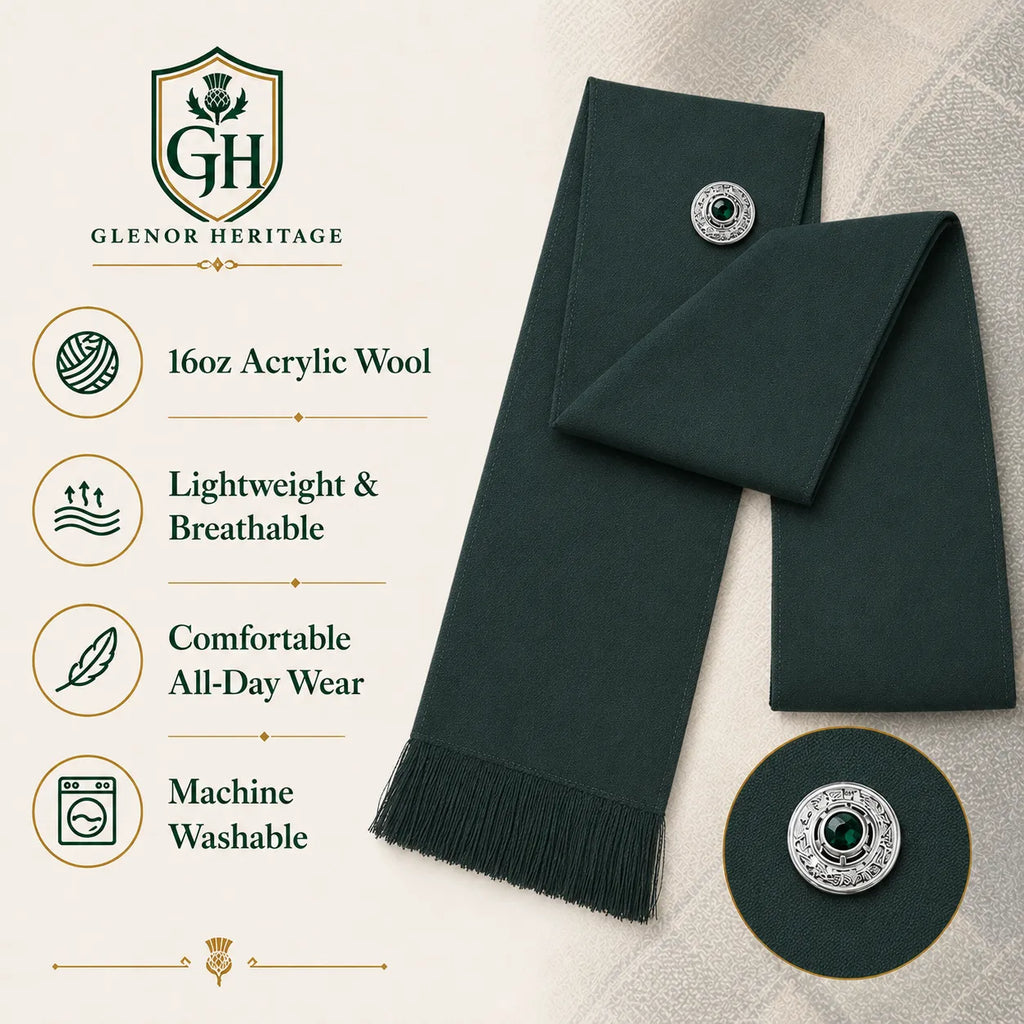 Dark Green Women’s Highland Sash – Full Size Formal Scottish Sash | Glenor Heritage