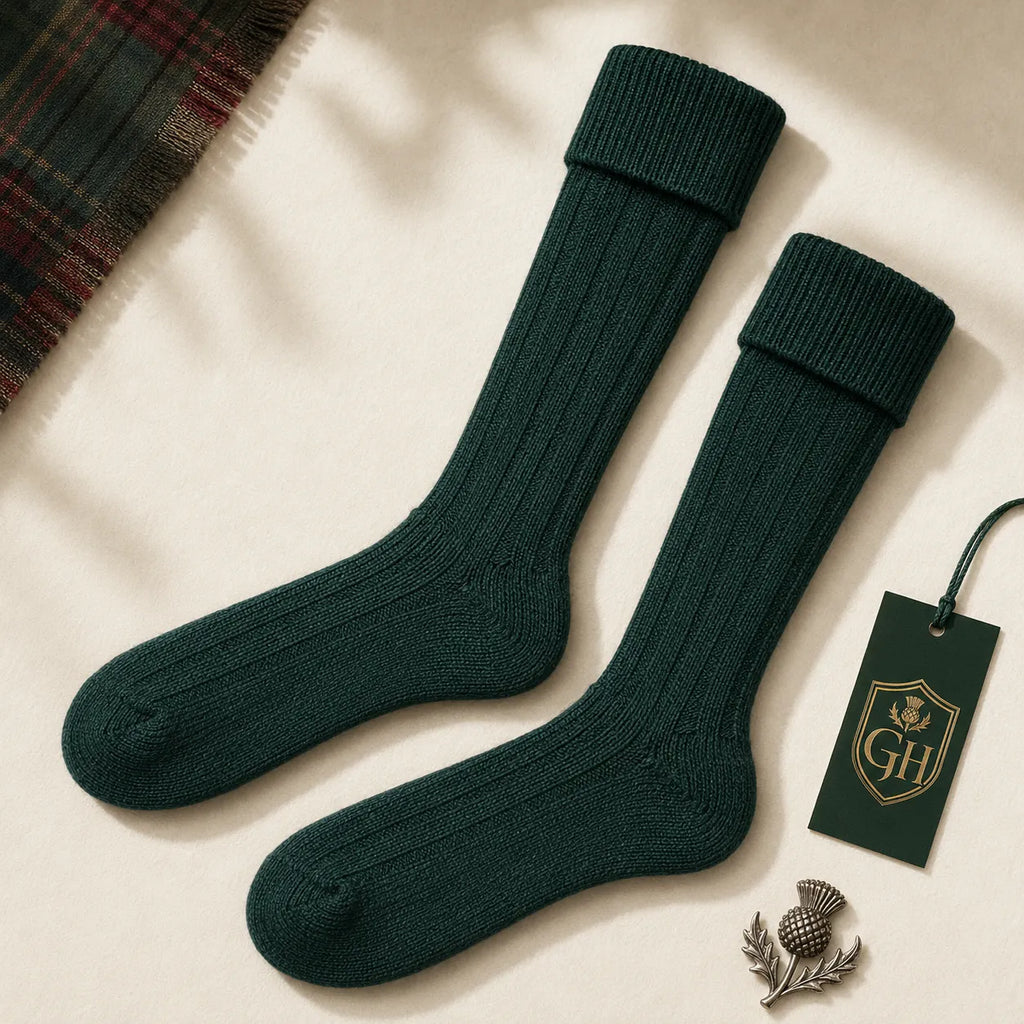 Heritage Green Kilt Hose – Traditional Scottish Highland Socks | Glenor Heritage
