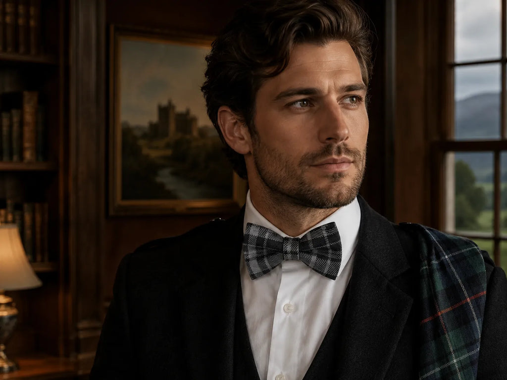 Grey Watch Tartan Bow Tie – Adjustable Scottish Plaid Bow Tie for Men | Formal Highland Wedding Bow Tie | Glenor Heritage