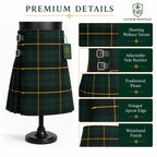 Hunting Wallace tartan kilt back pleat detail – premium acrylic wool Highland kilt by Glenor Heritage