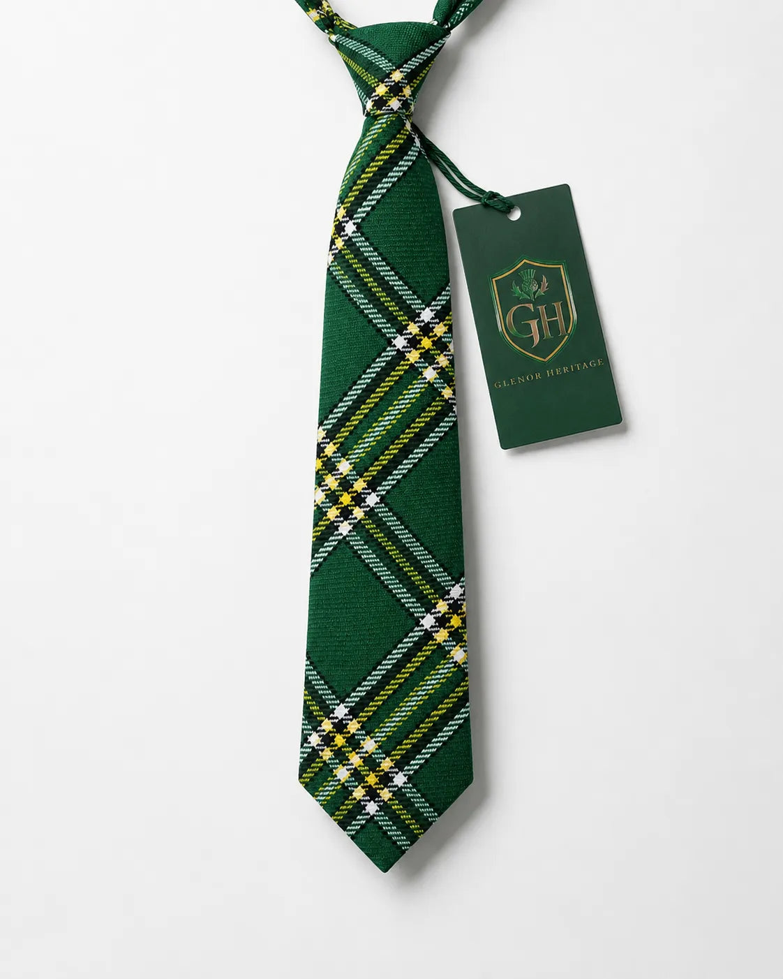 Irish Green Tartan Neck Tie – Classic Scottish & Celtic Plaid Tie for Highland Wear, Weddings & Formal Events