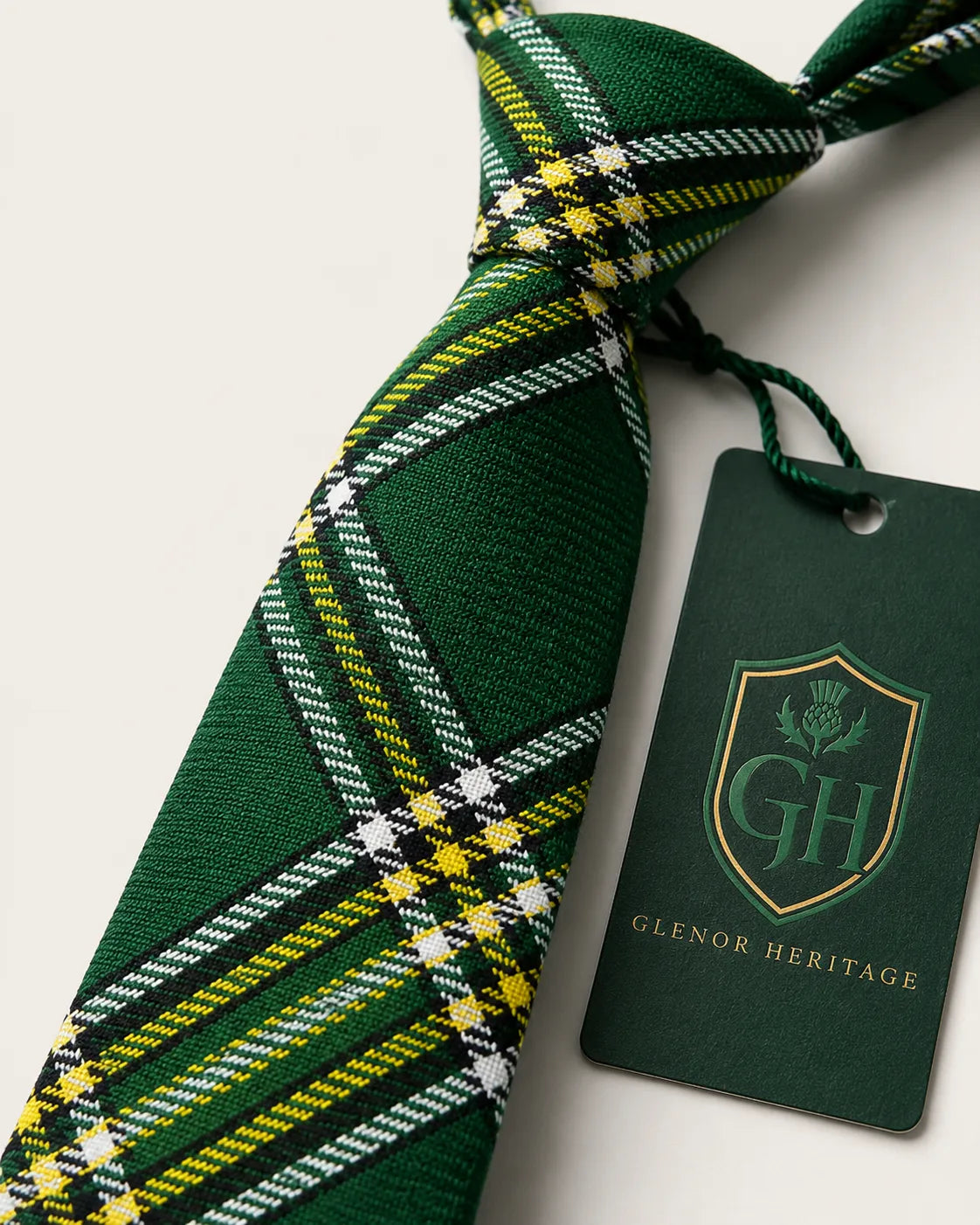 Irish Green Tartan Neck Tie – Classic Scottish & Celtic Plaid Tie for Highland Wear, Weddings & Formal Events