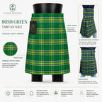 Irish Green tartan kilt full length view – Celtic heritage kilt for St Patricks Day and Irish weddings