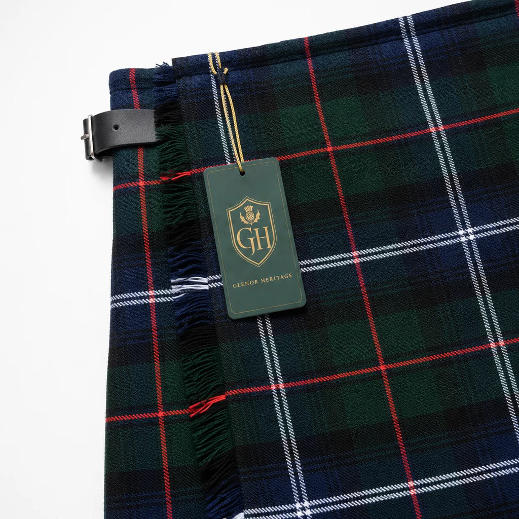 Liquid Modern tartan kilt full length view – contemporary Scottish Highland kilt by Glenor Heritage