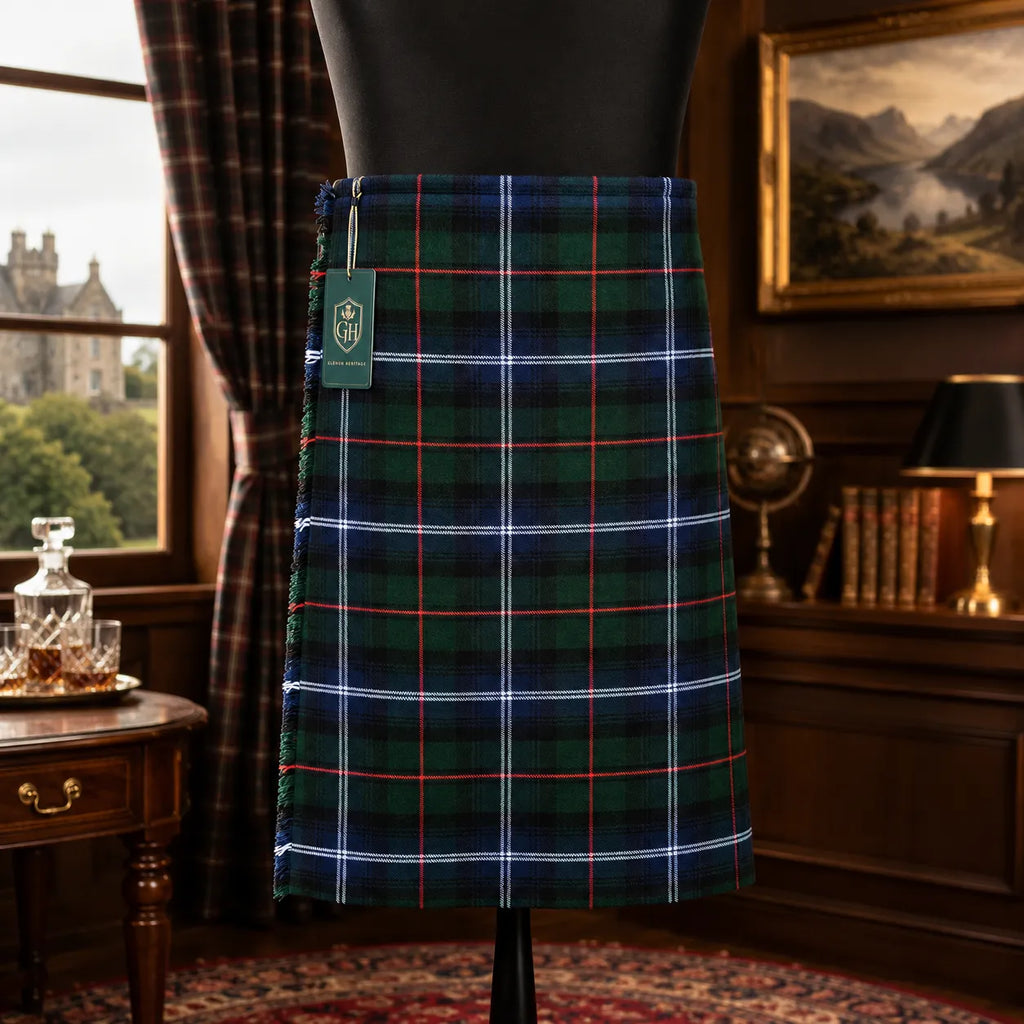 Glenor Heritage Liquid Modern kilt leather strap and rust-resistant metal buckle close-up