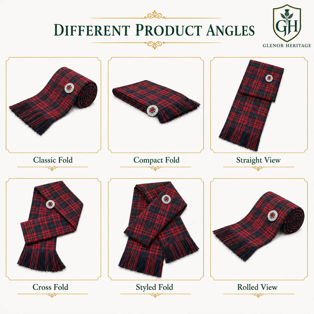 Macdonald Tartan Sash worn over shoulder – formal Highland dress sash for Scottish weddings and clan gatherings